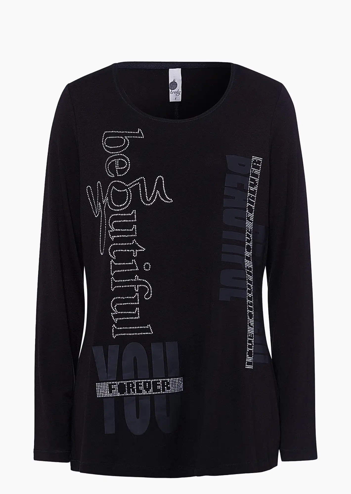 Langarmshirt 'Beautiful', schwarz