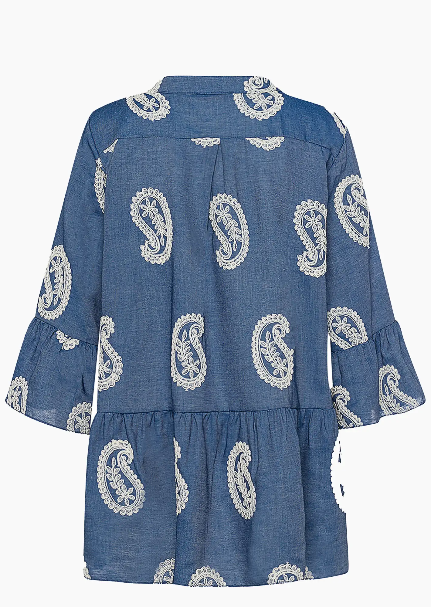 Bluse mit Stickerei, blue denim