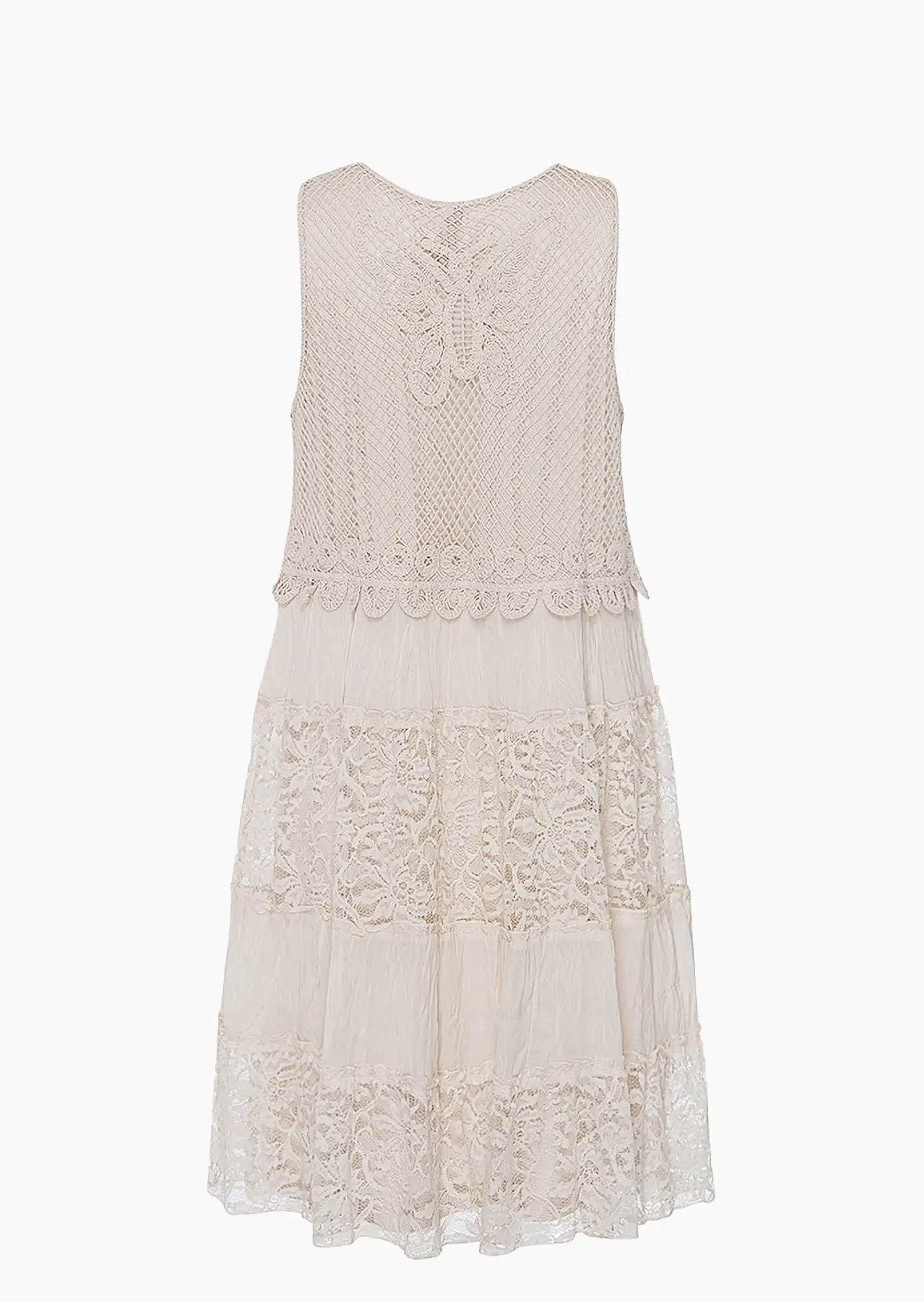Kleid mit Spitze, crema