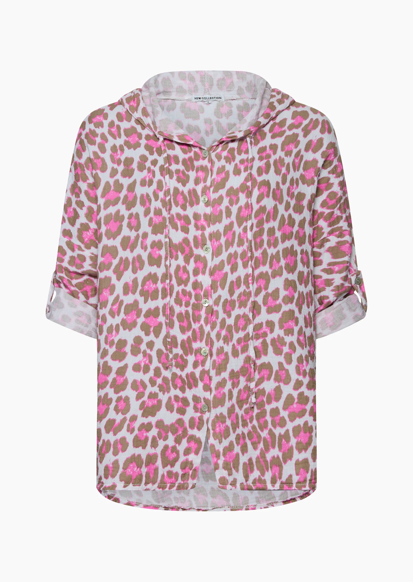 Musselin-Bluse, pink weiß