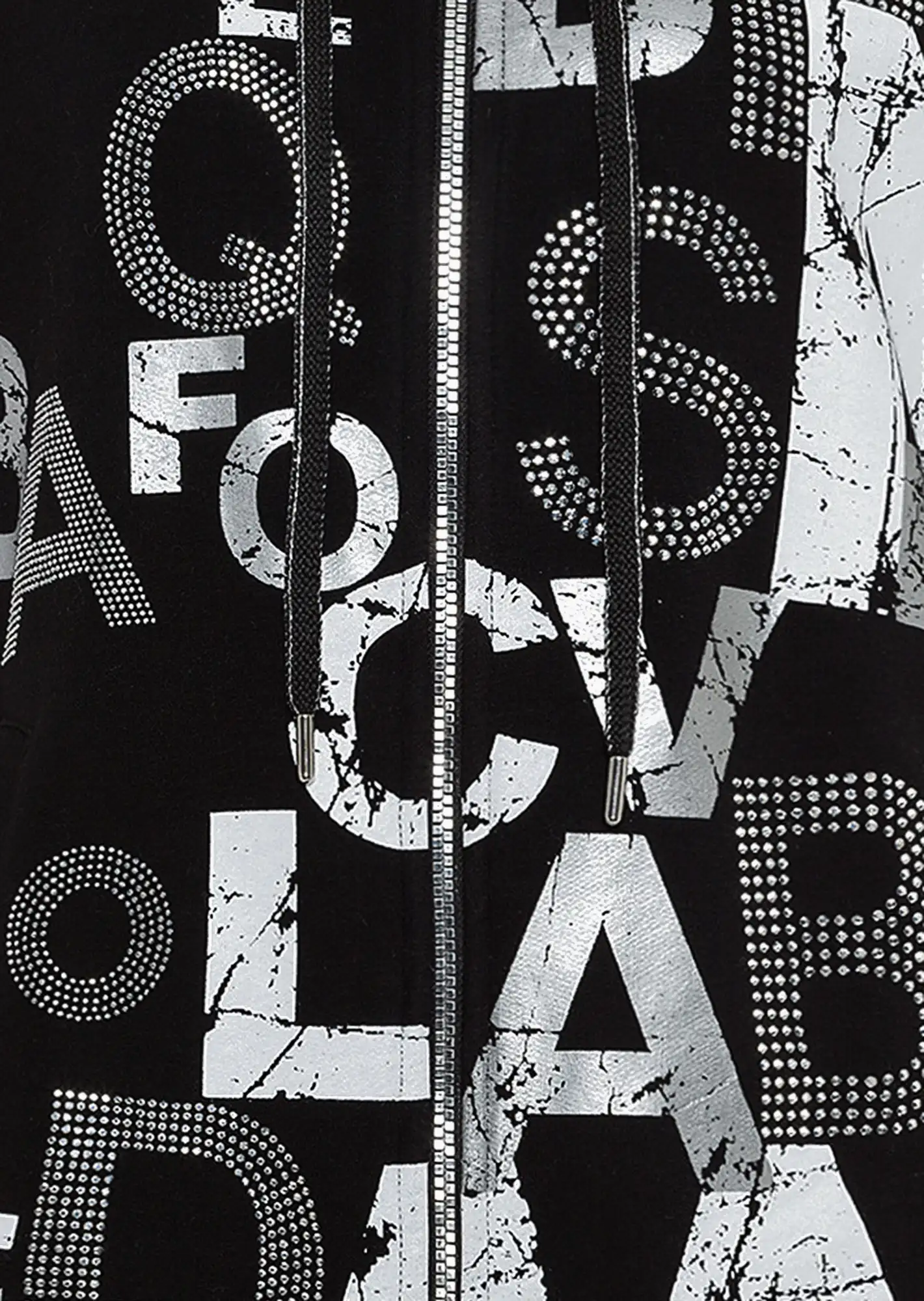 Sweatjacke mit Lettering, schwarz