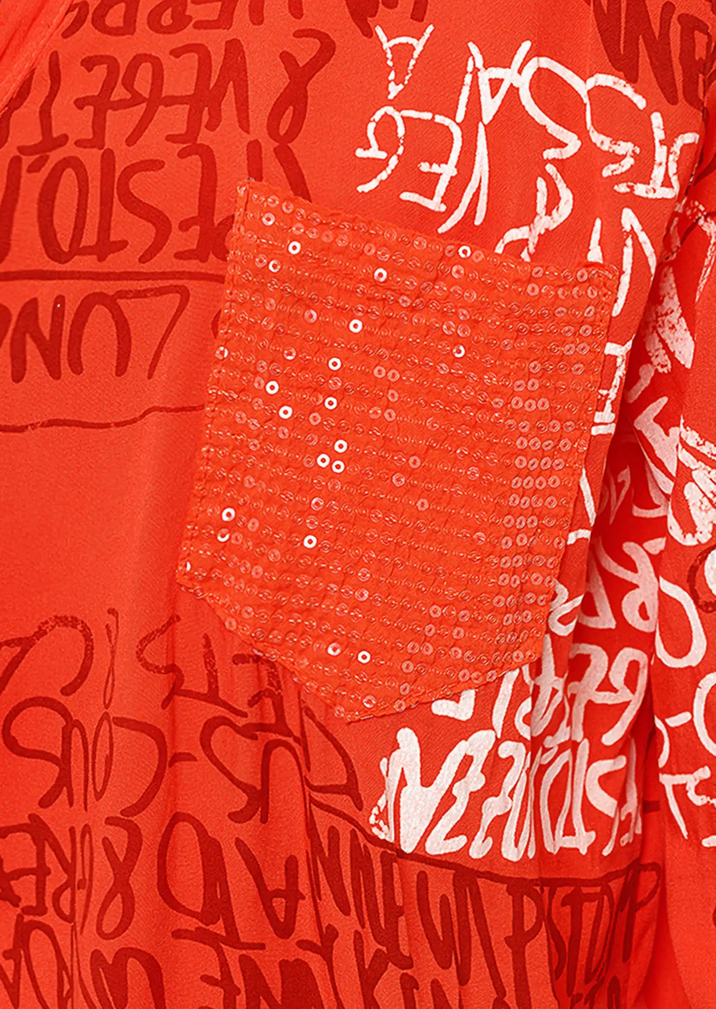 Bluse im Alloverprint, orange flash