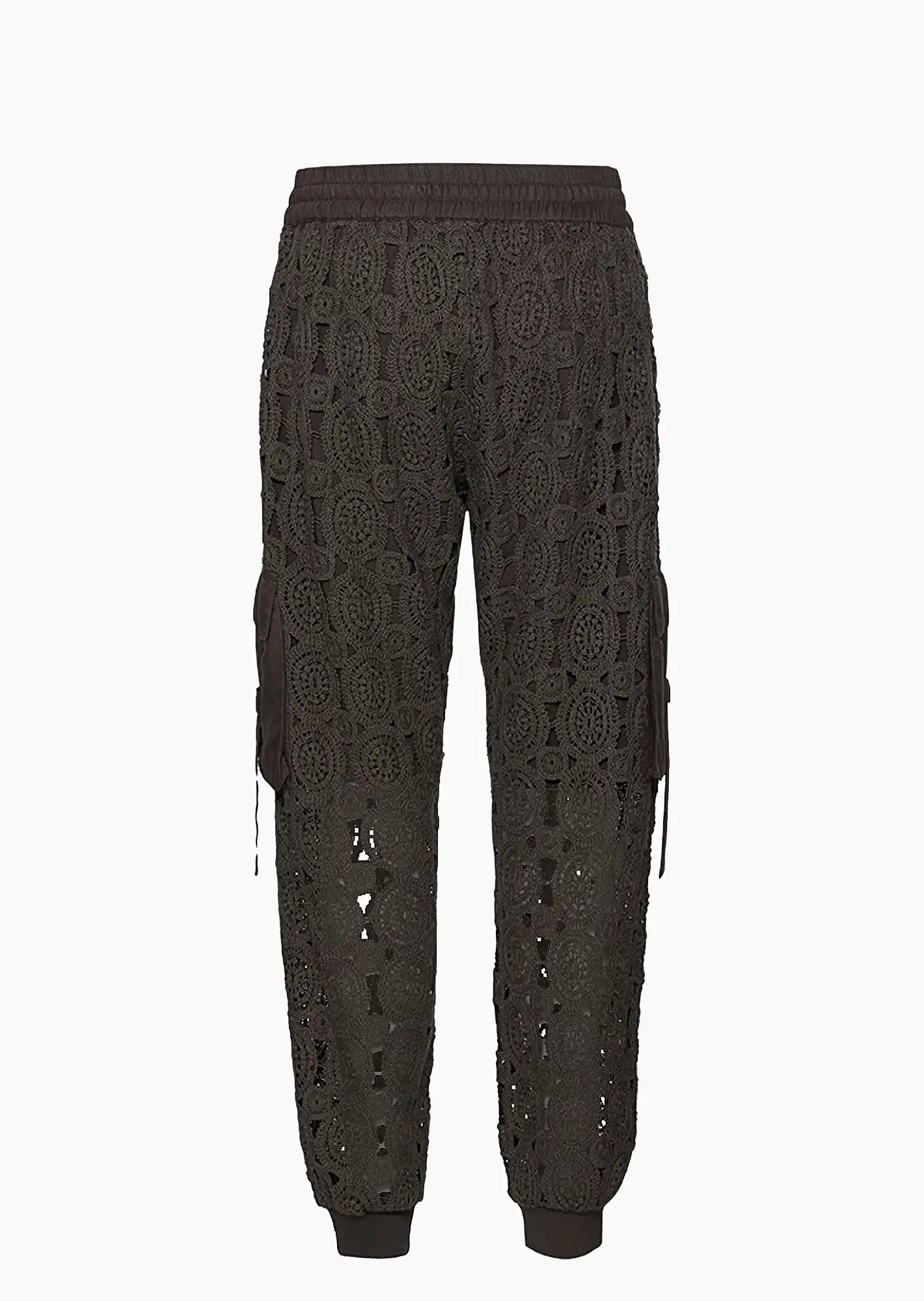 Joggpants aus Crochet, oliv