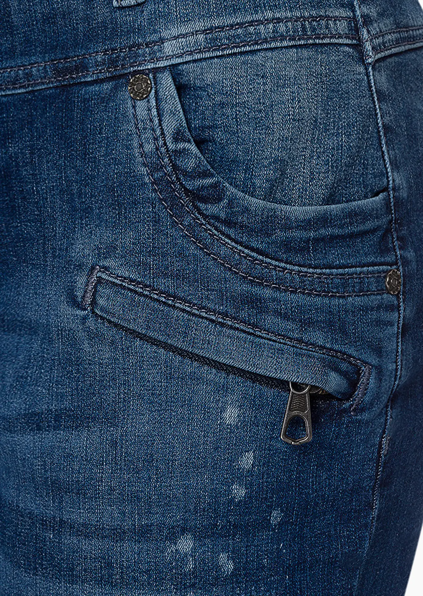 Jeans im destroyed Look, dark blue denim