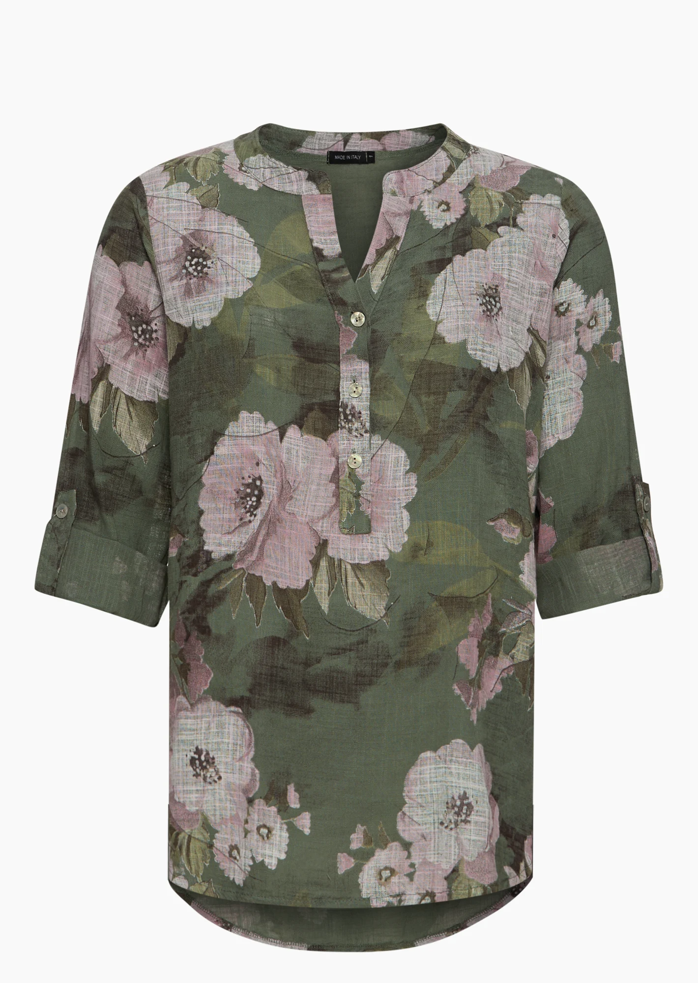 Bluse geblümt, khaki