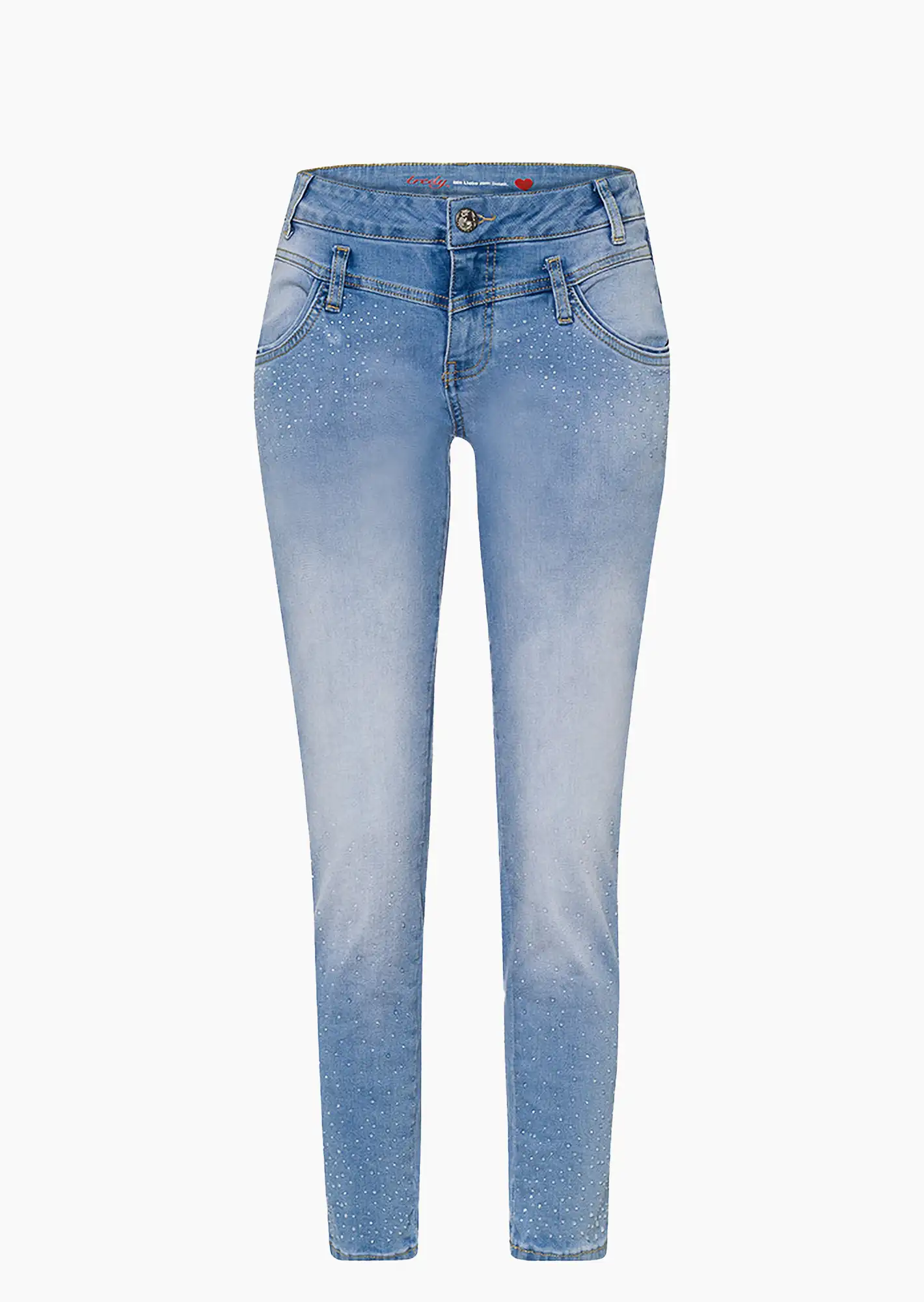 Jeans mit Ziersteinen, bleached denim