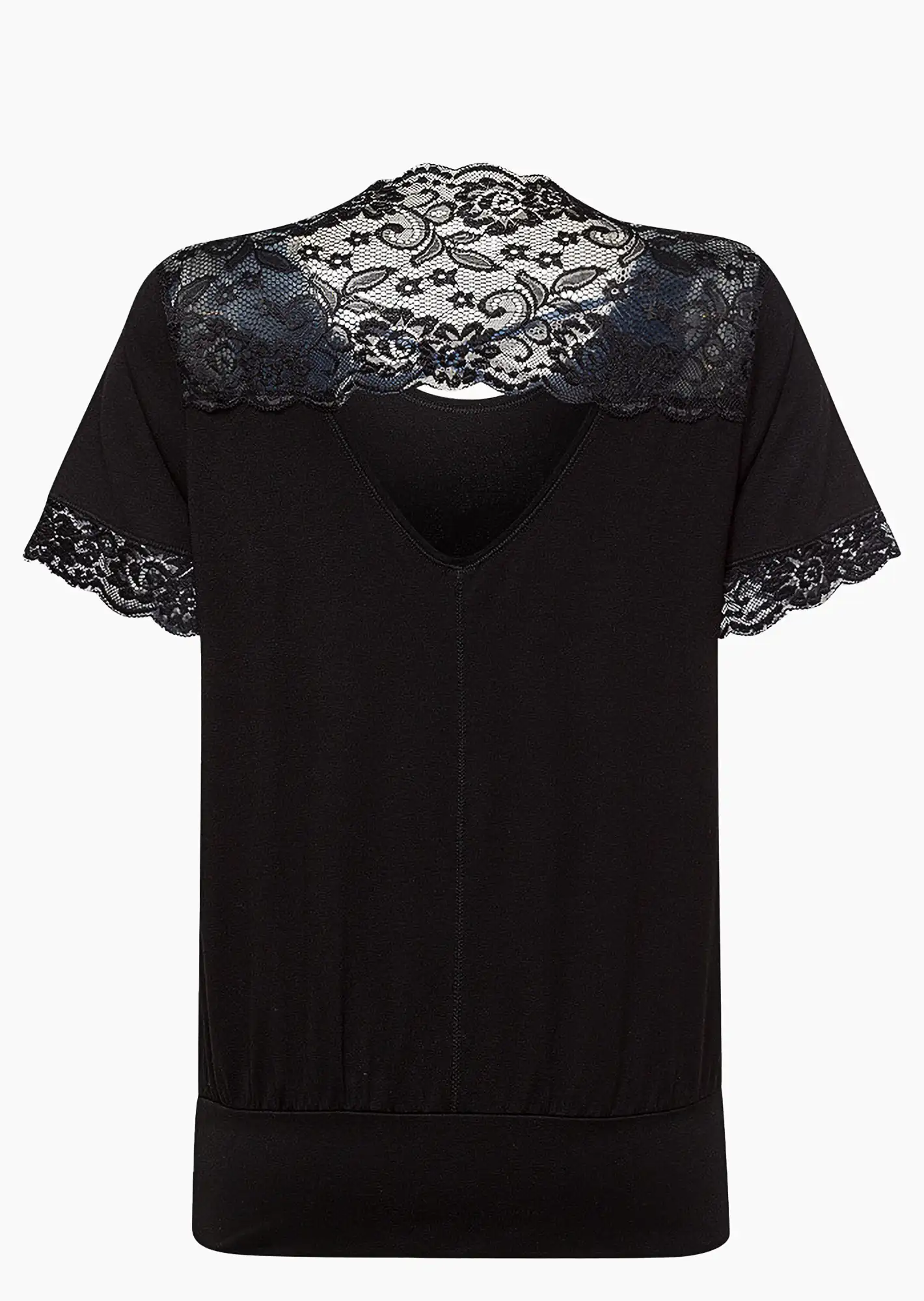 Shirt mit Spitze, schwarz