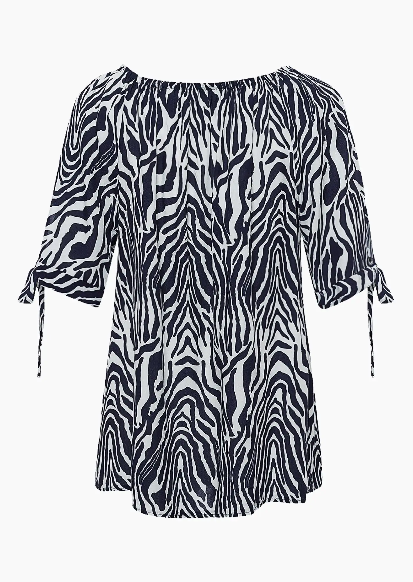 Bluse im Alloverprint, navy-weiß