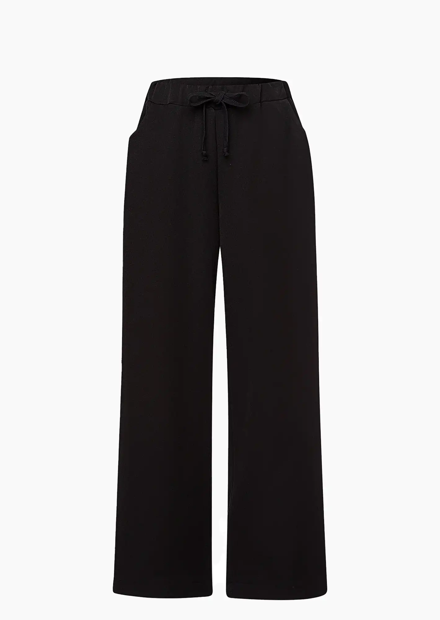 Wide Leg Hose lang, schwarz