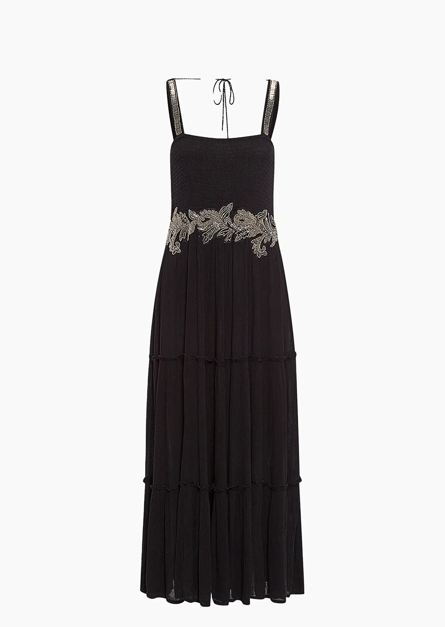 Maxikleid mit Perlen, schwarz