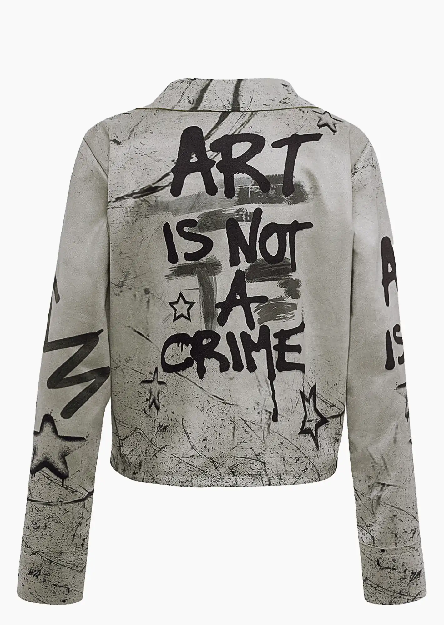 Suede-Jacke im Graffiti-Style, kitt