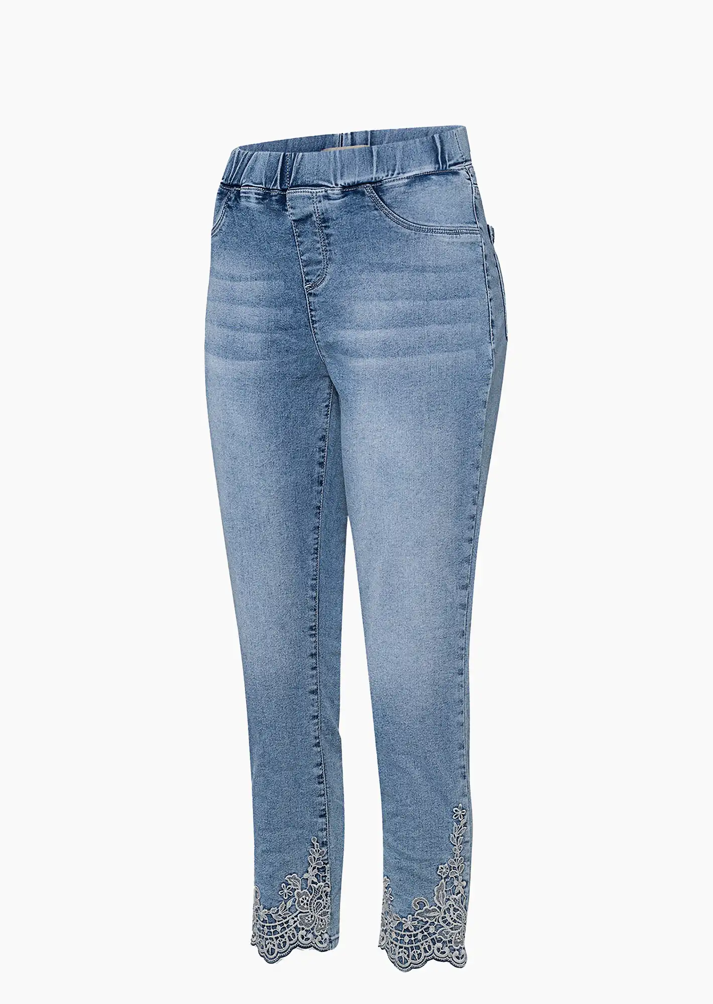 Jeggings mit Stickerei, light blue denim