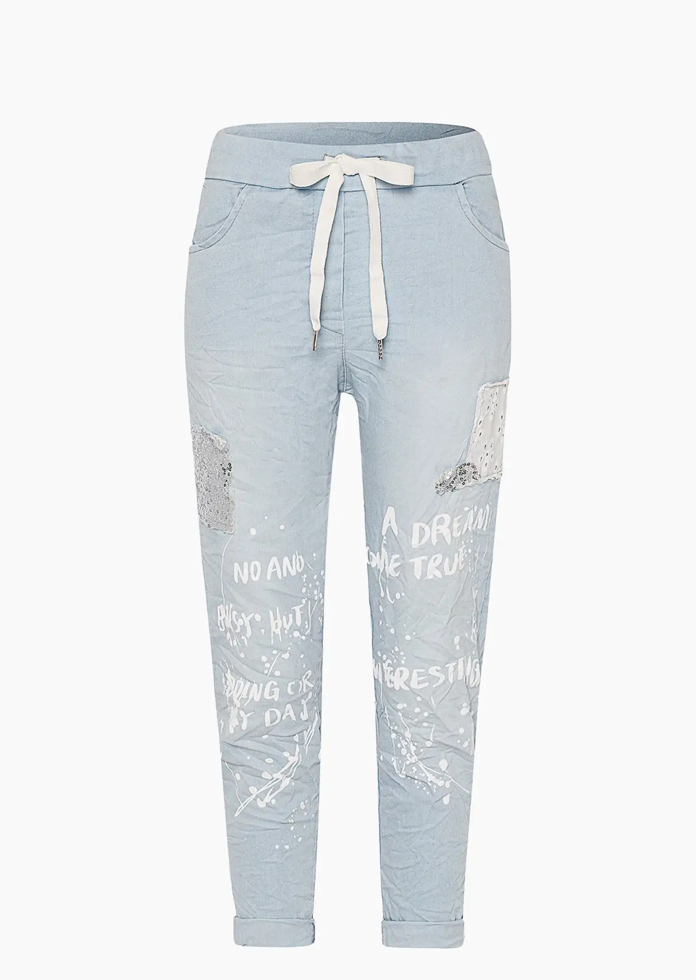 Jeans mit Patches, bleached denim