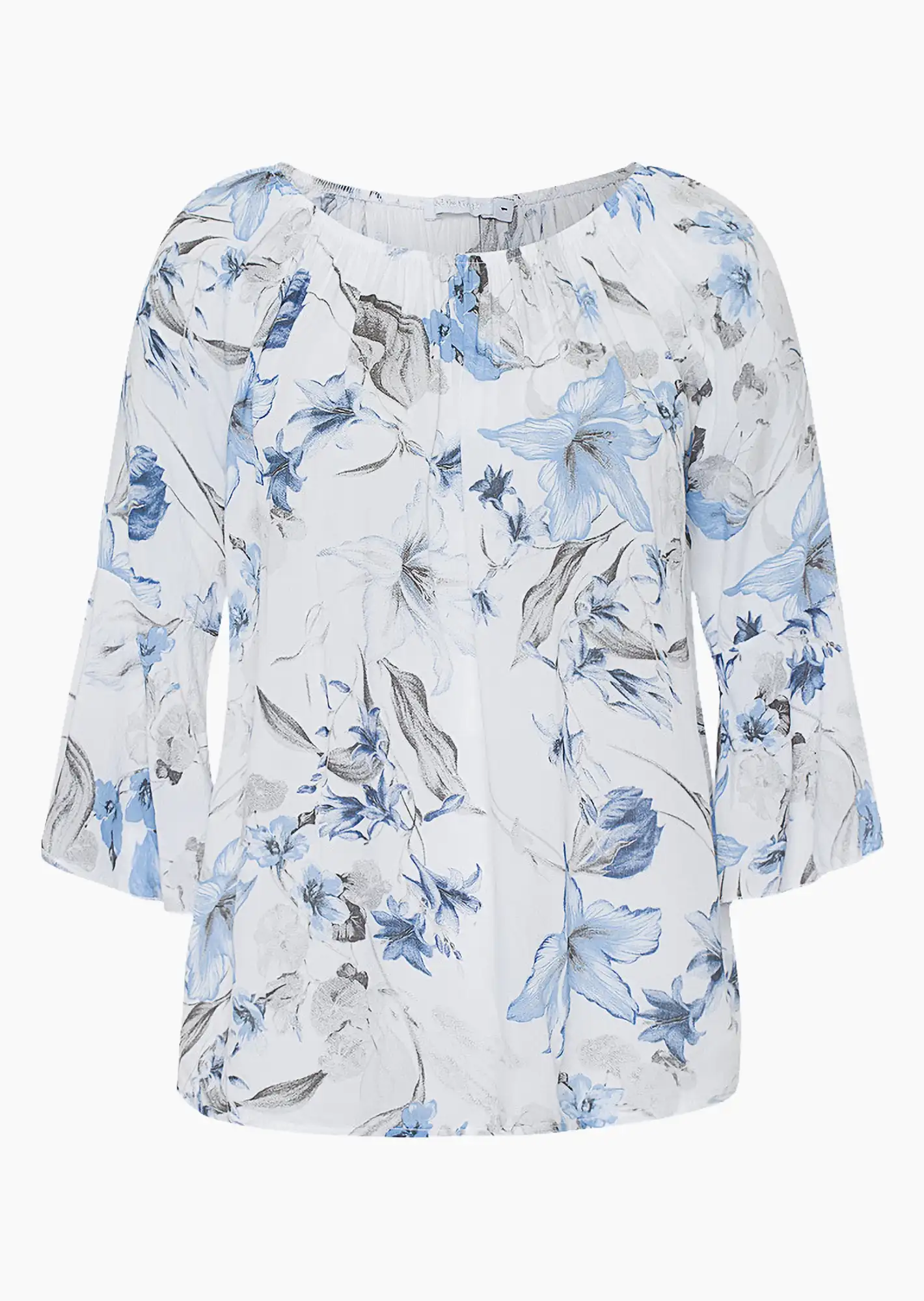 Bluse mit Blumen, weiß