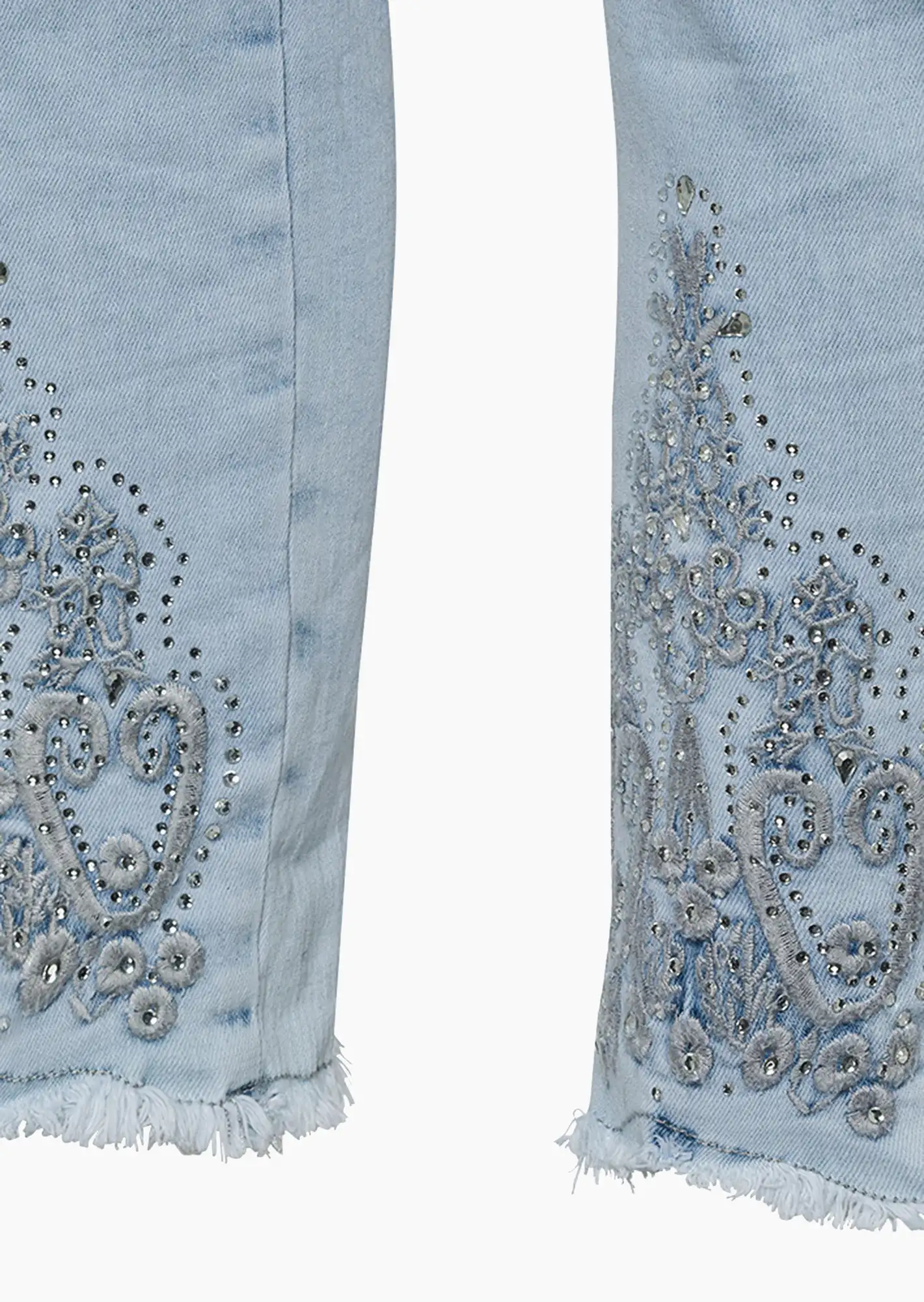 Jeggings mit Stickerei, bleached denim