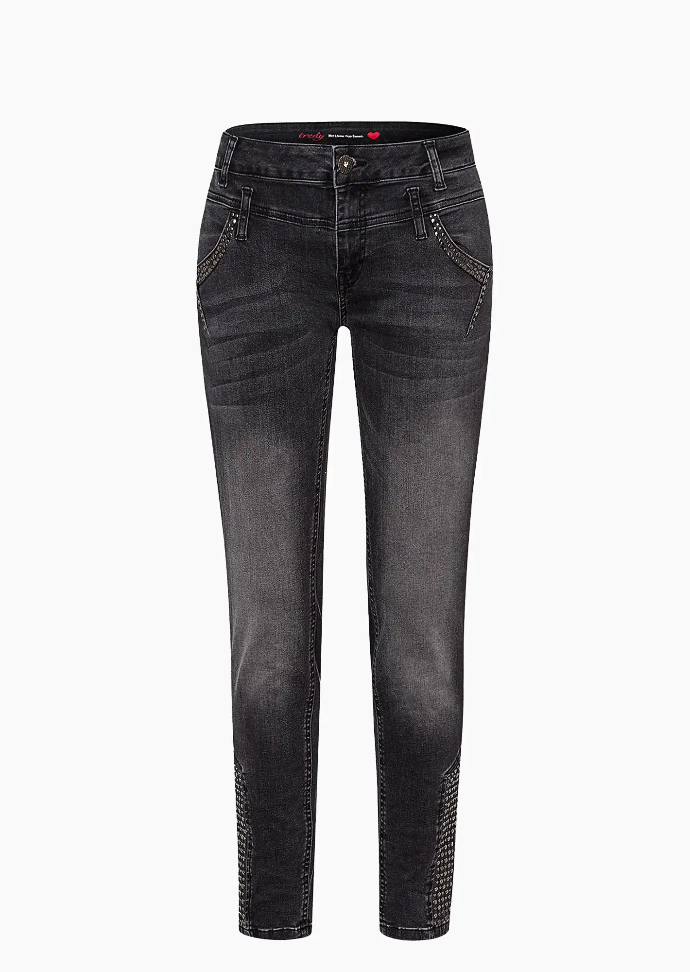 Jeans mit Nieten, black denim