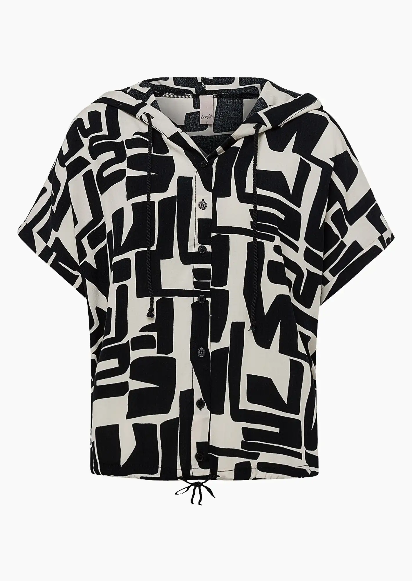 Bluse im Alloverprint, schwarz-crema