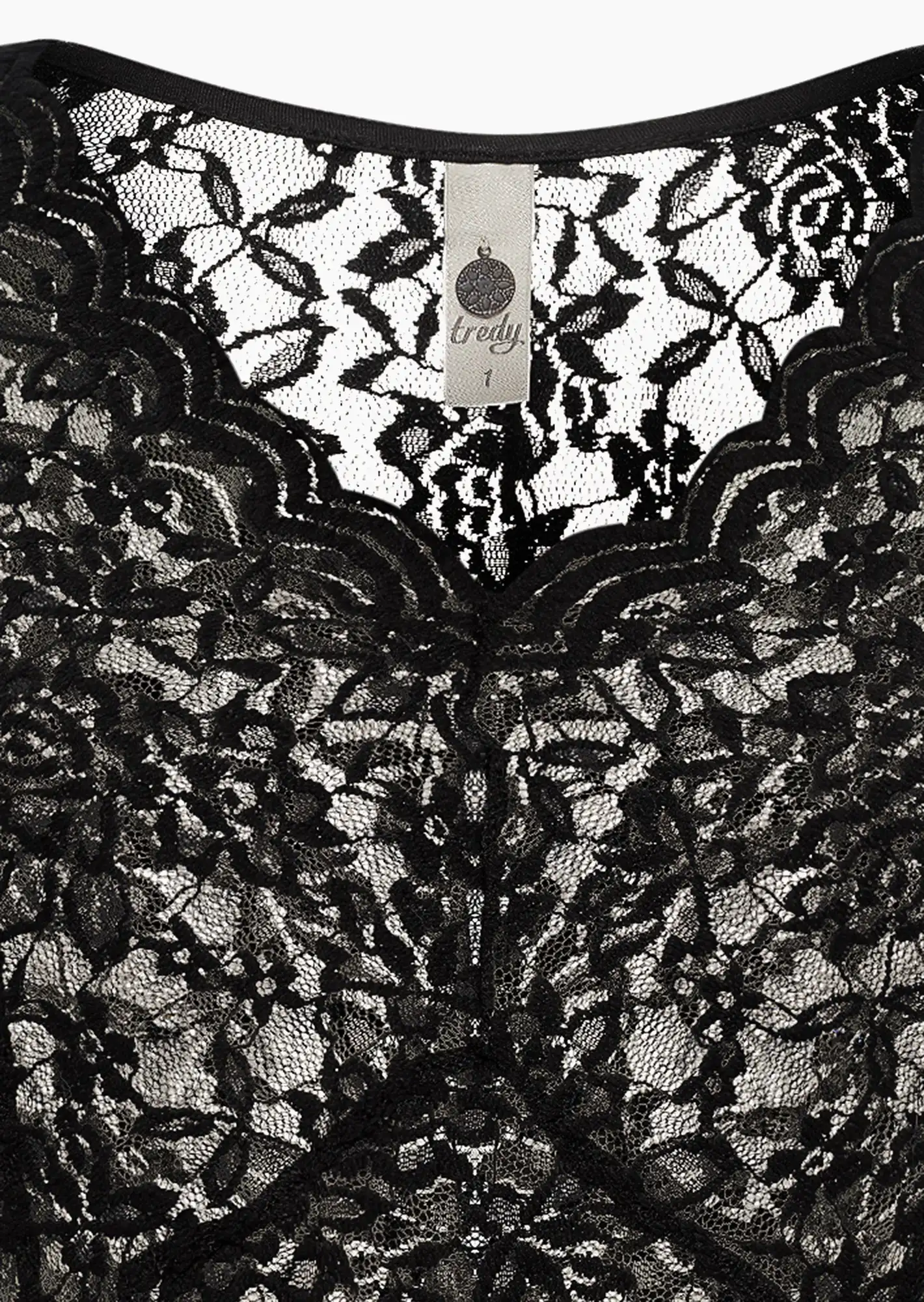 Langarmshirt aus Spitze, schwarz