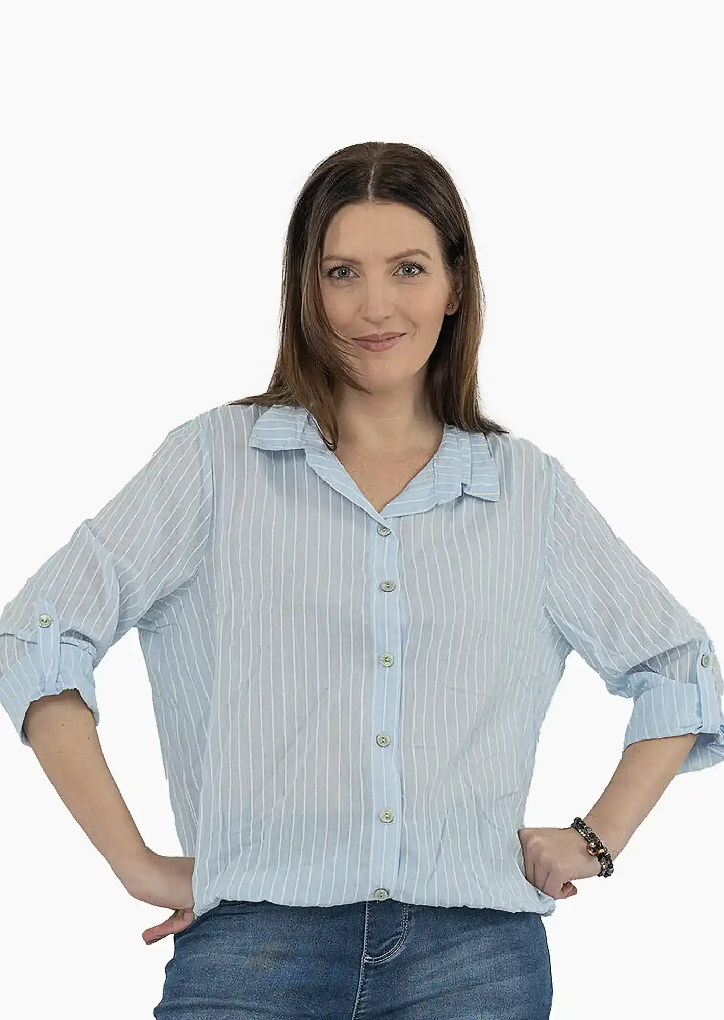 Bluse gestreift, eiskristall