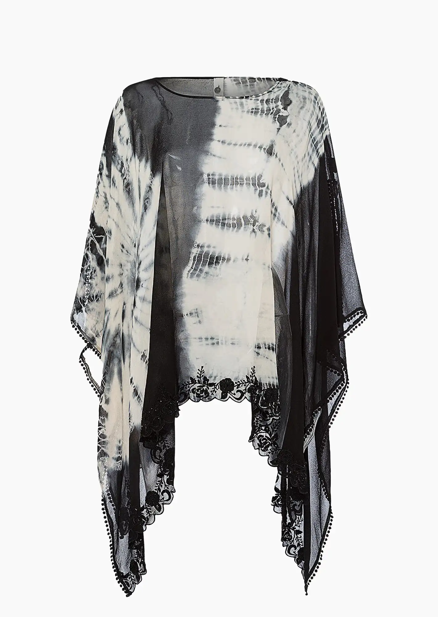 Poncho, schwarz-offwhite