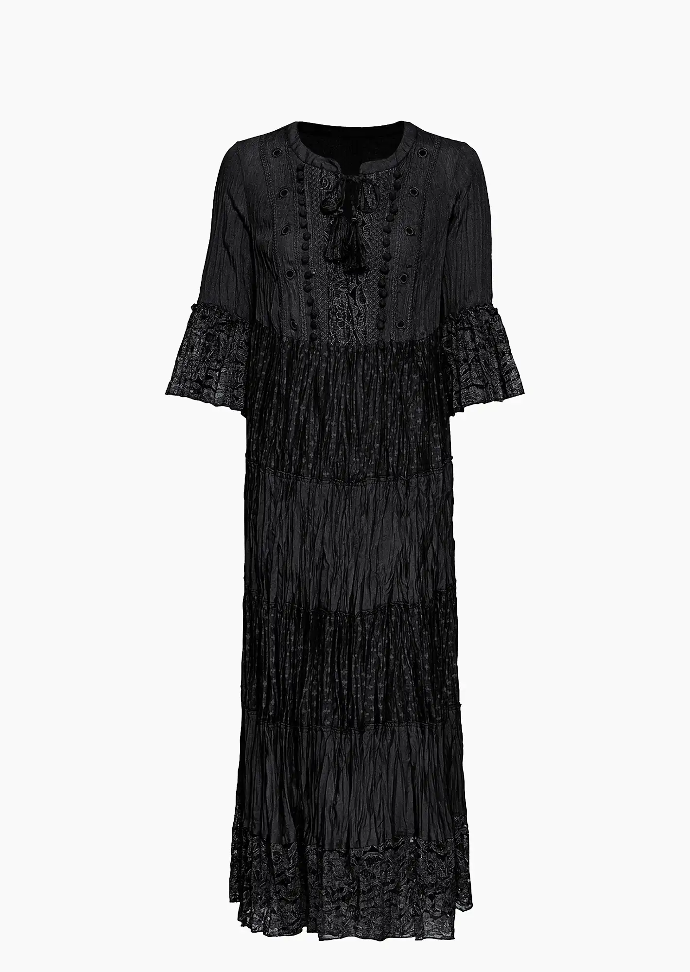 Maxikleid mit Spiegel-Pailletten, schwarz