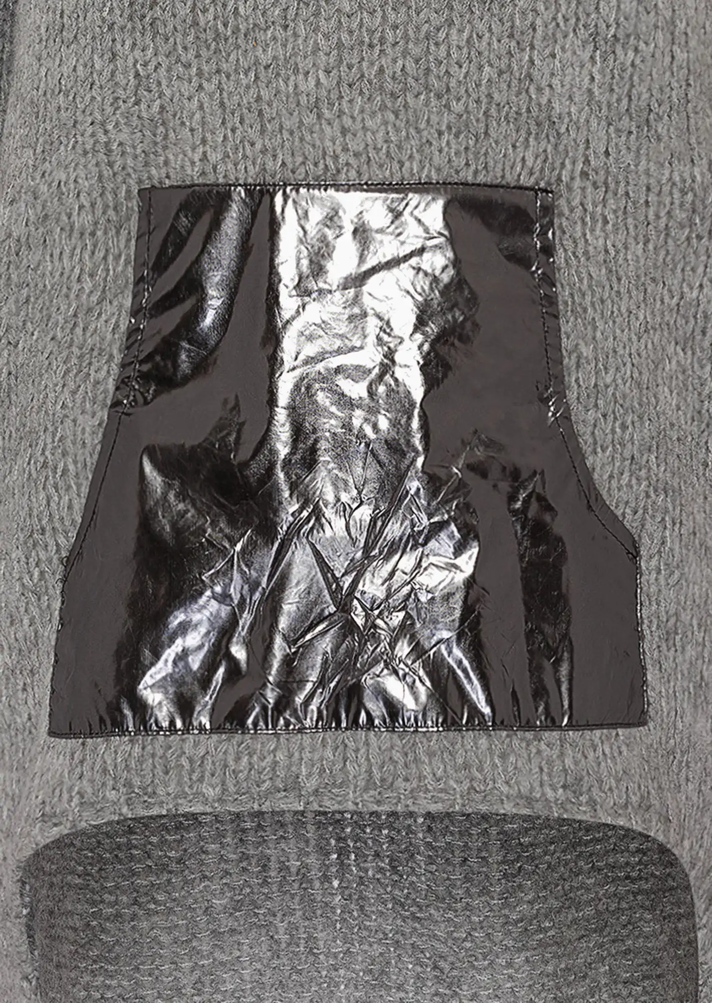 Strickpullover mit Kapuze, silber-melange