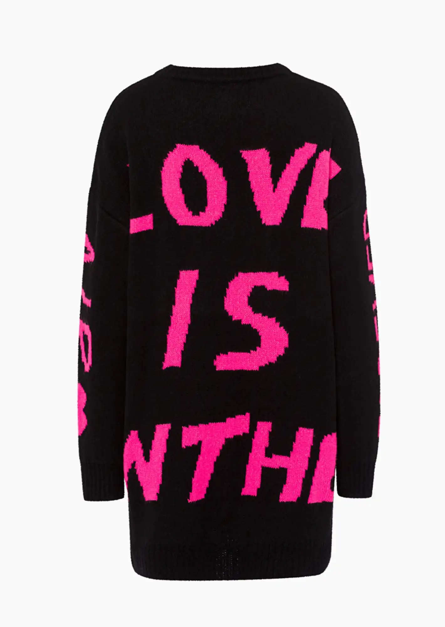 Strickpullover, schwarz-pink