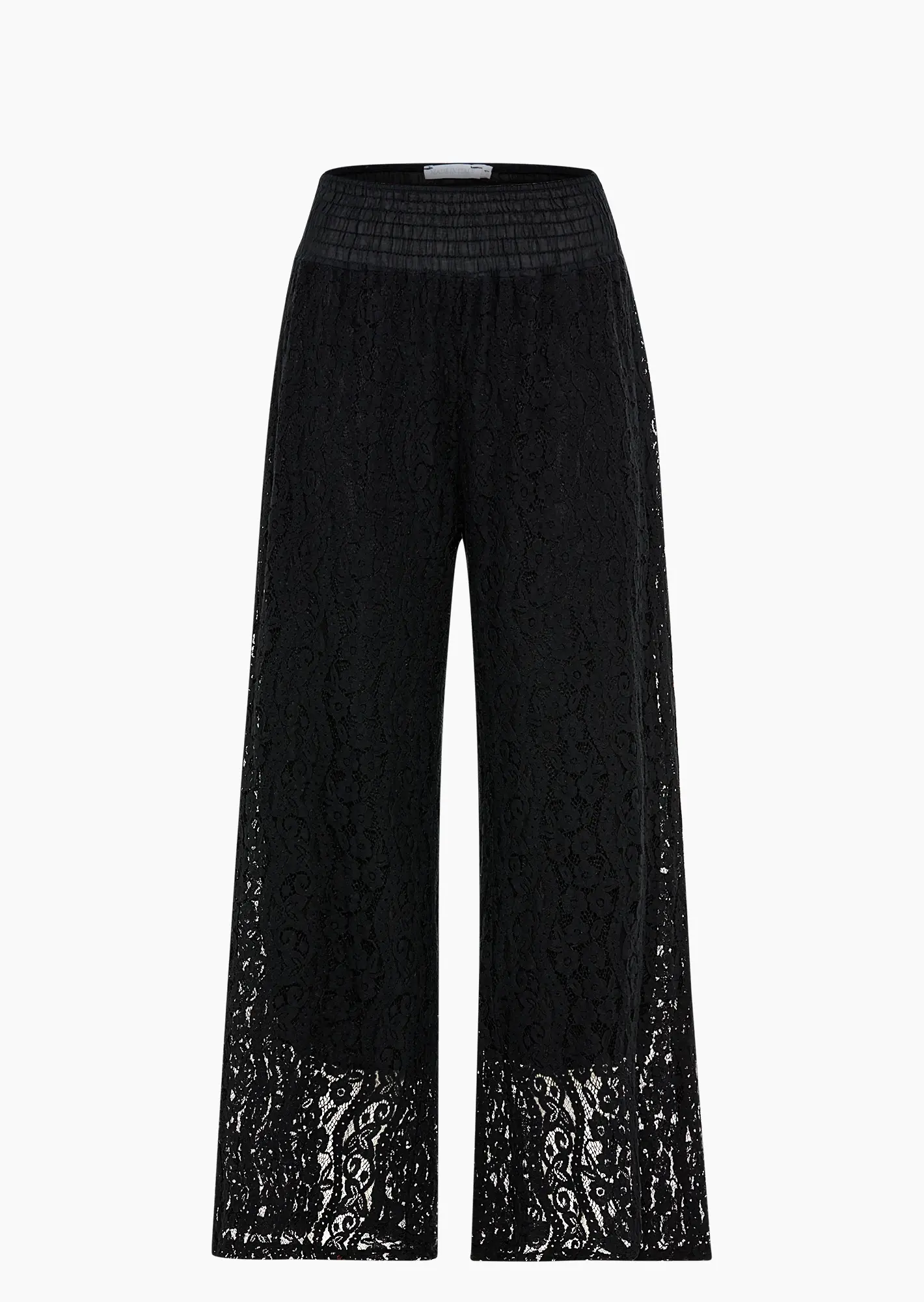 Wide Leg Hose mit Spitze, schwarz