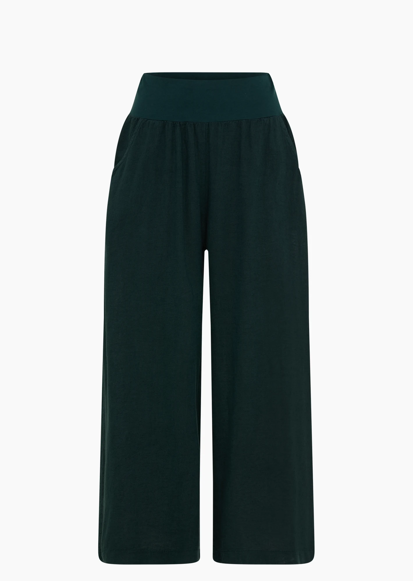 Wide Leg Leinenhose, forest green