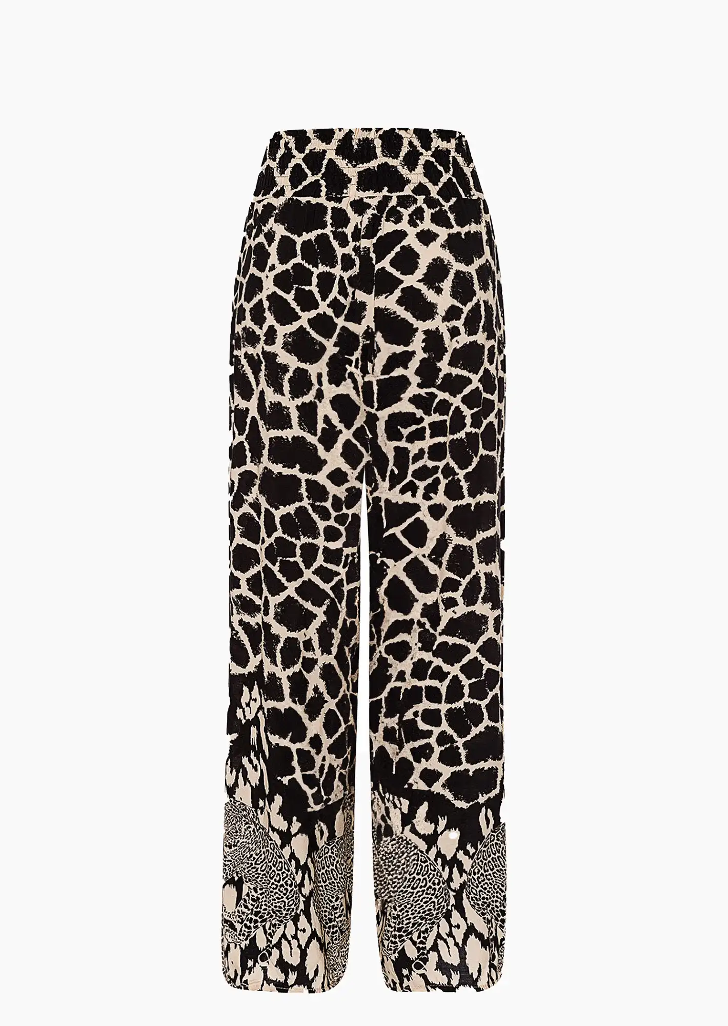 Viskose-Hose 'Leopard', schwarz-beige