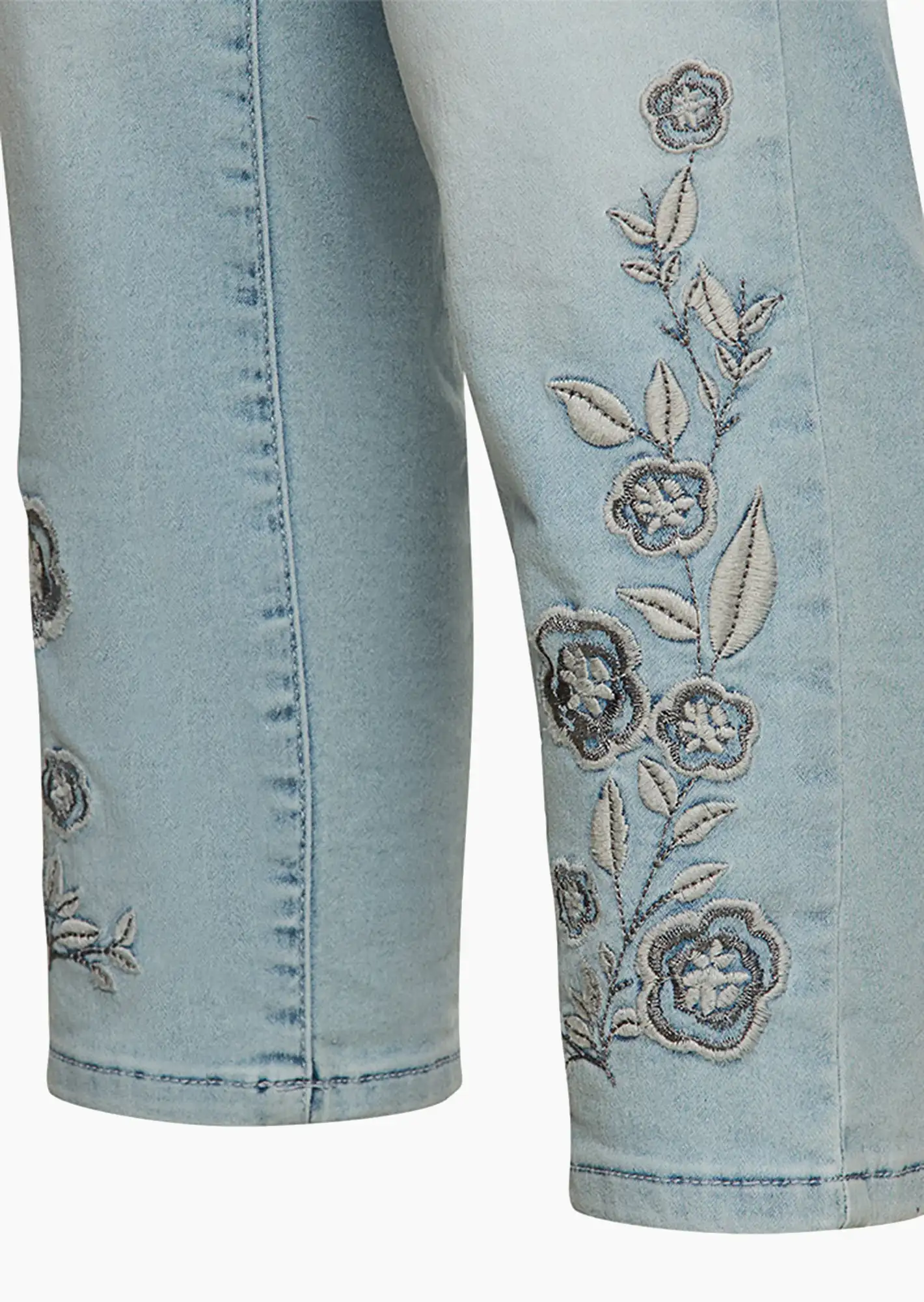 Jeggings 'Flowers', bleached denim