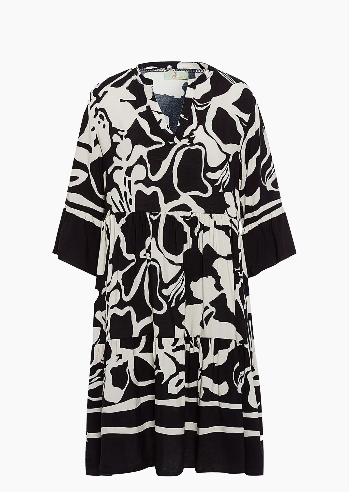 Kleid im Alloverprint, schwarz-offwhite