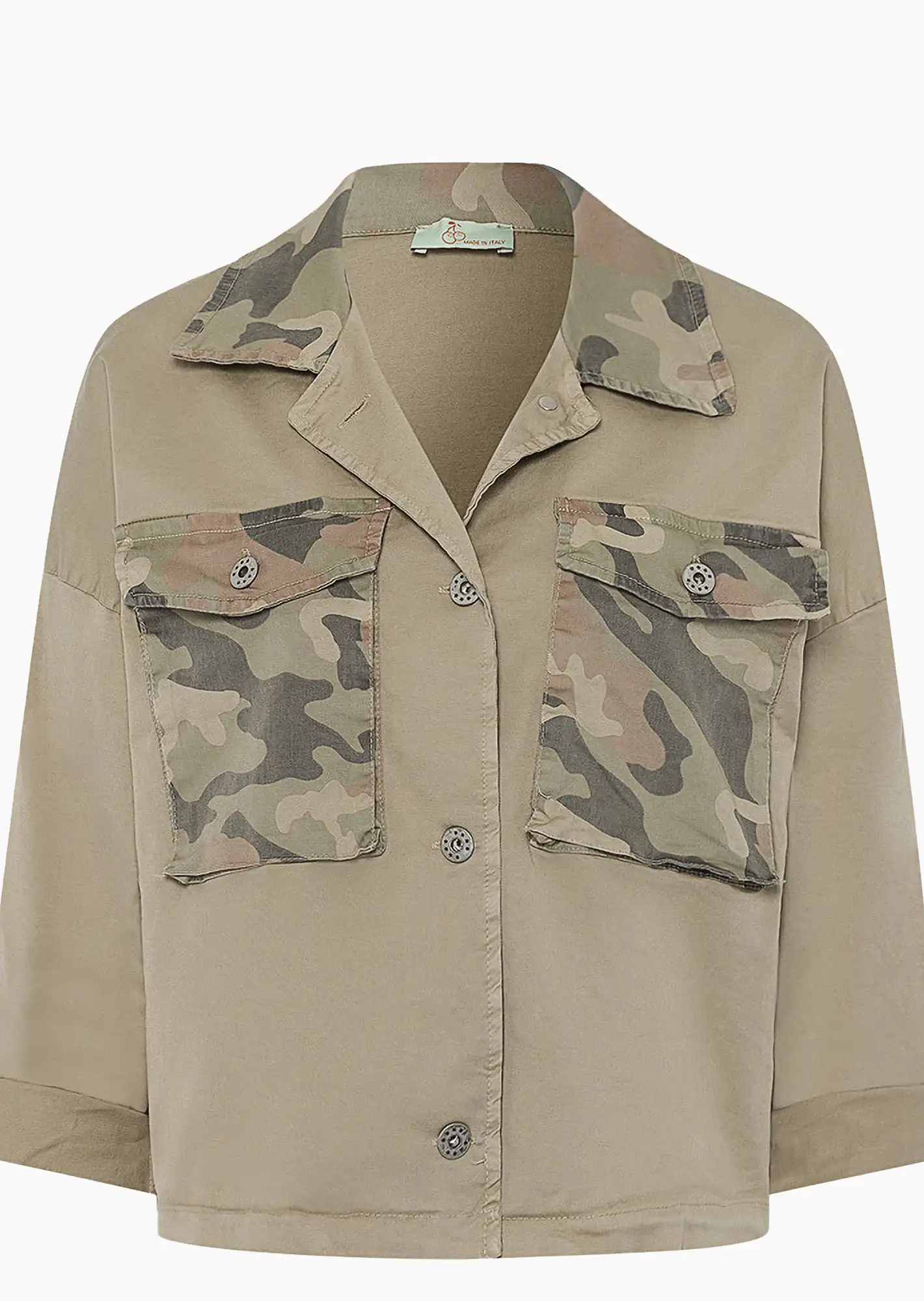 Jeansjacke im Military-Style, salbei