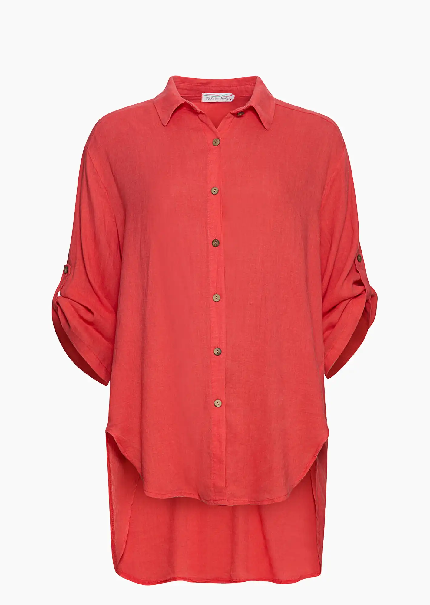 leichte Bluse mit Leinen, koralle