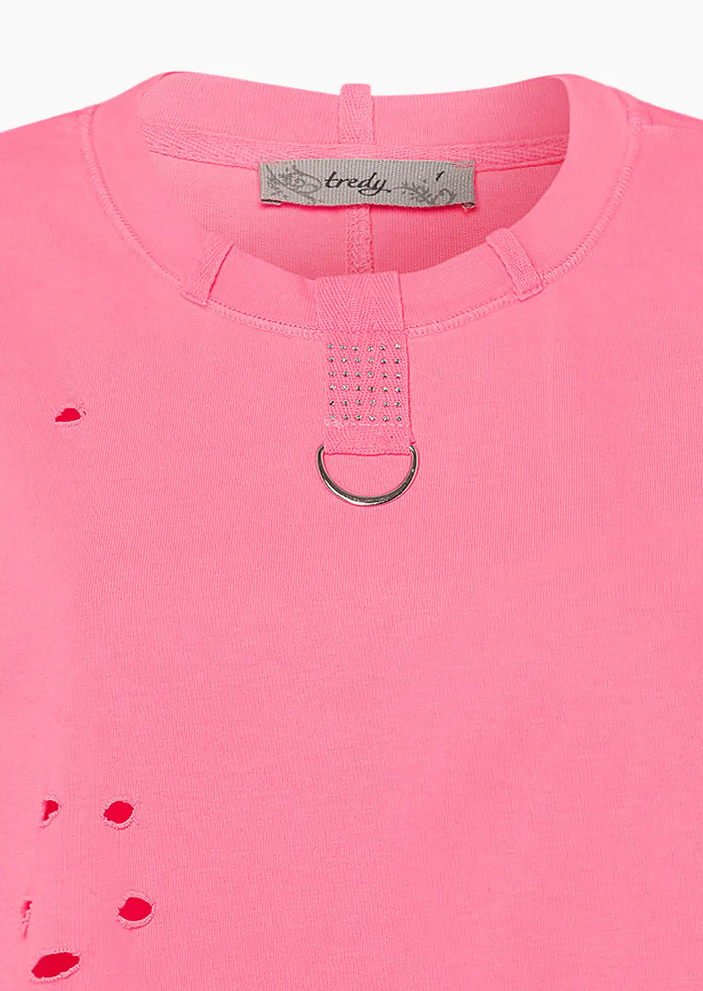 Shirt mit Loch-Optik, neon lobster