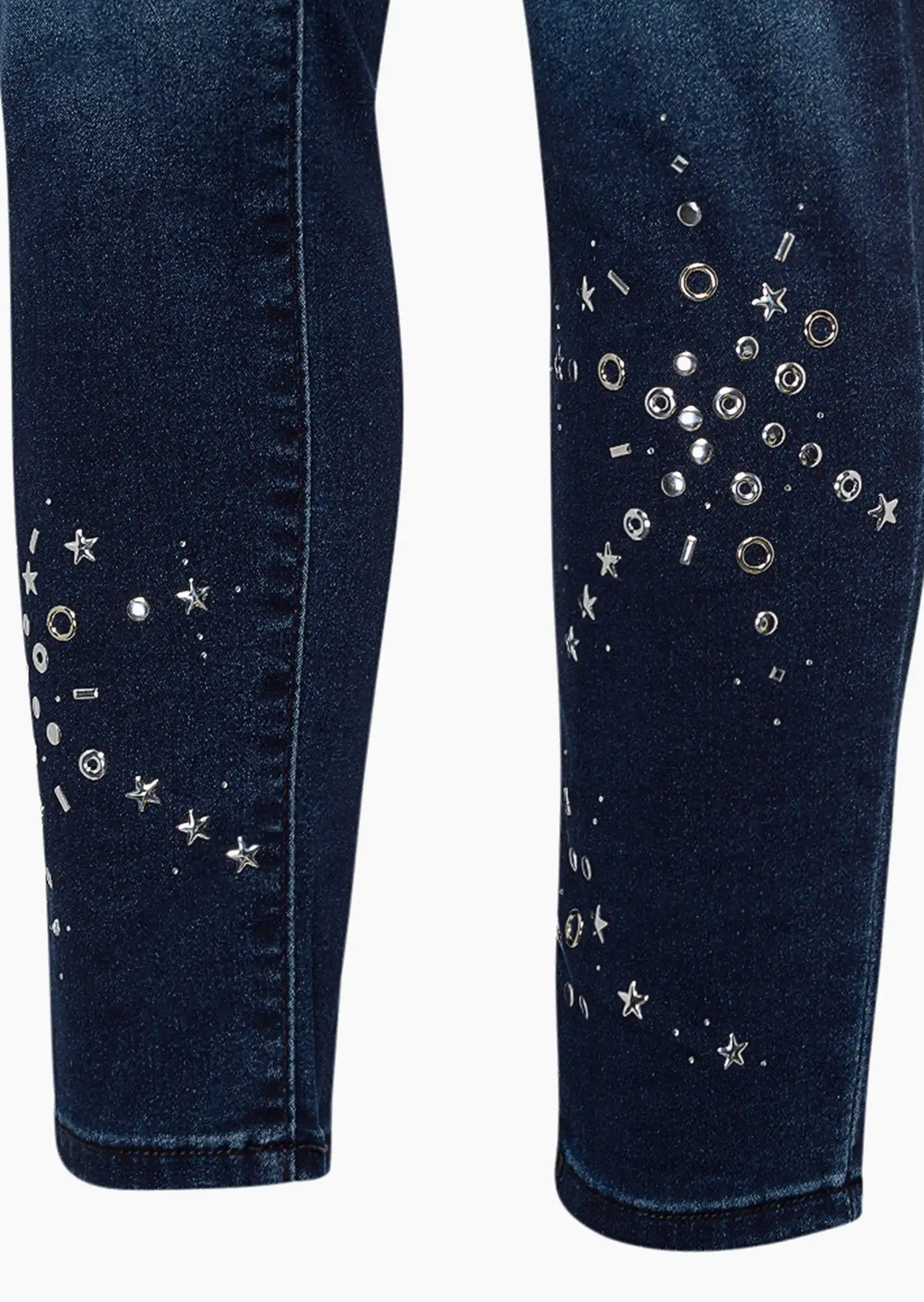 Jeggings mit Ziernieten, blue black denim