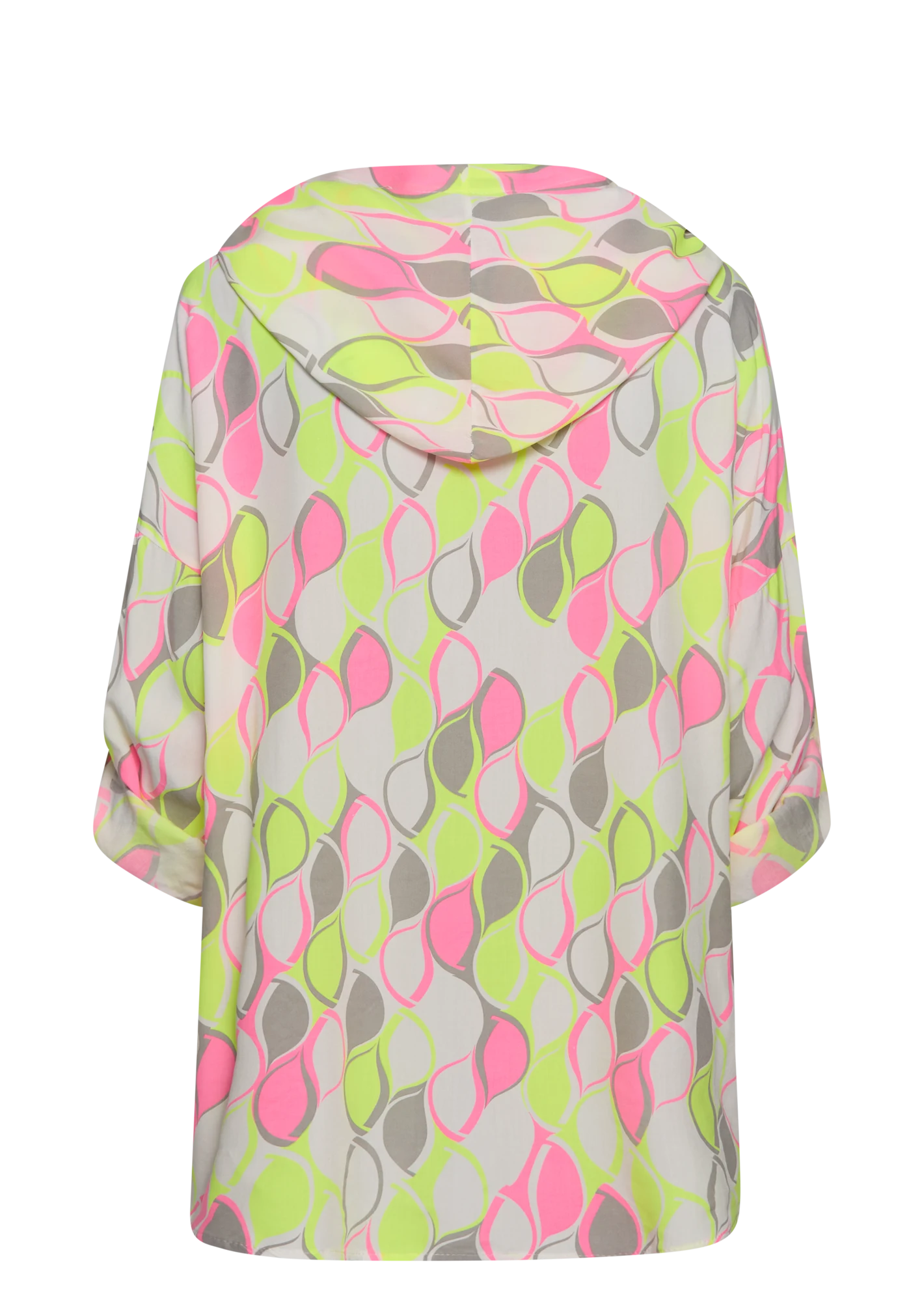 Bluse gemustert, weiß-neon