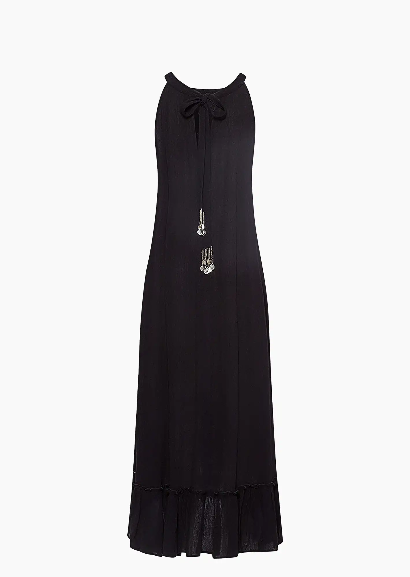 Maxikleid mit Pailletten, schwarz