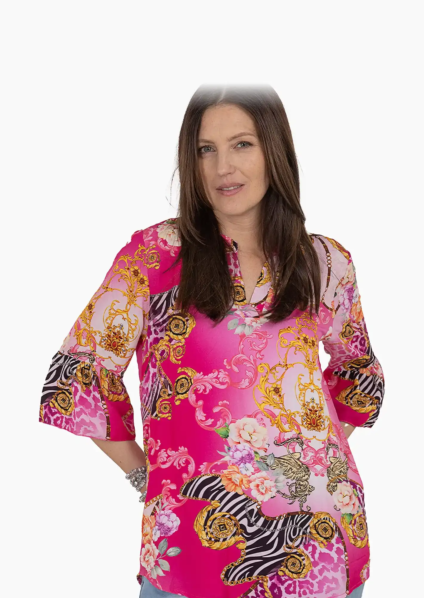 Bluse gemustert, pink