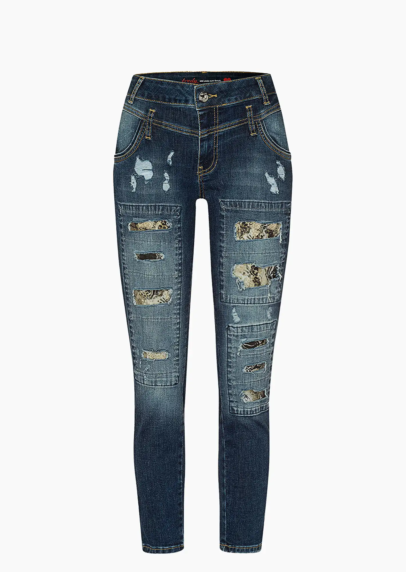 Jeans 'destroyed', blue denim