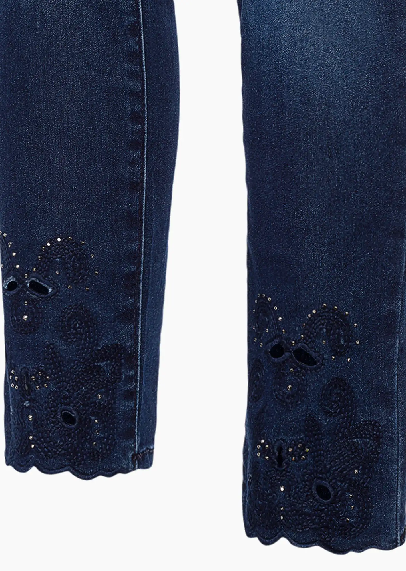 Jeggings mit Ziersteinen, dark blue denim