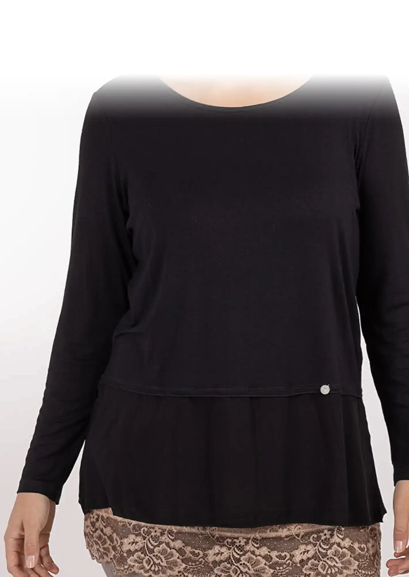 Basic Langarmshirt KATI, schwarz
