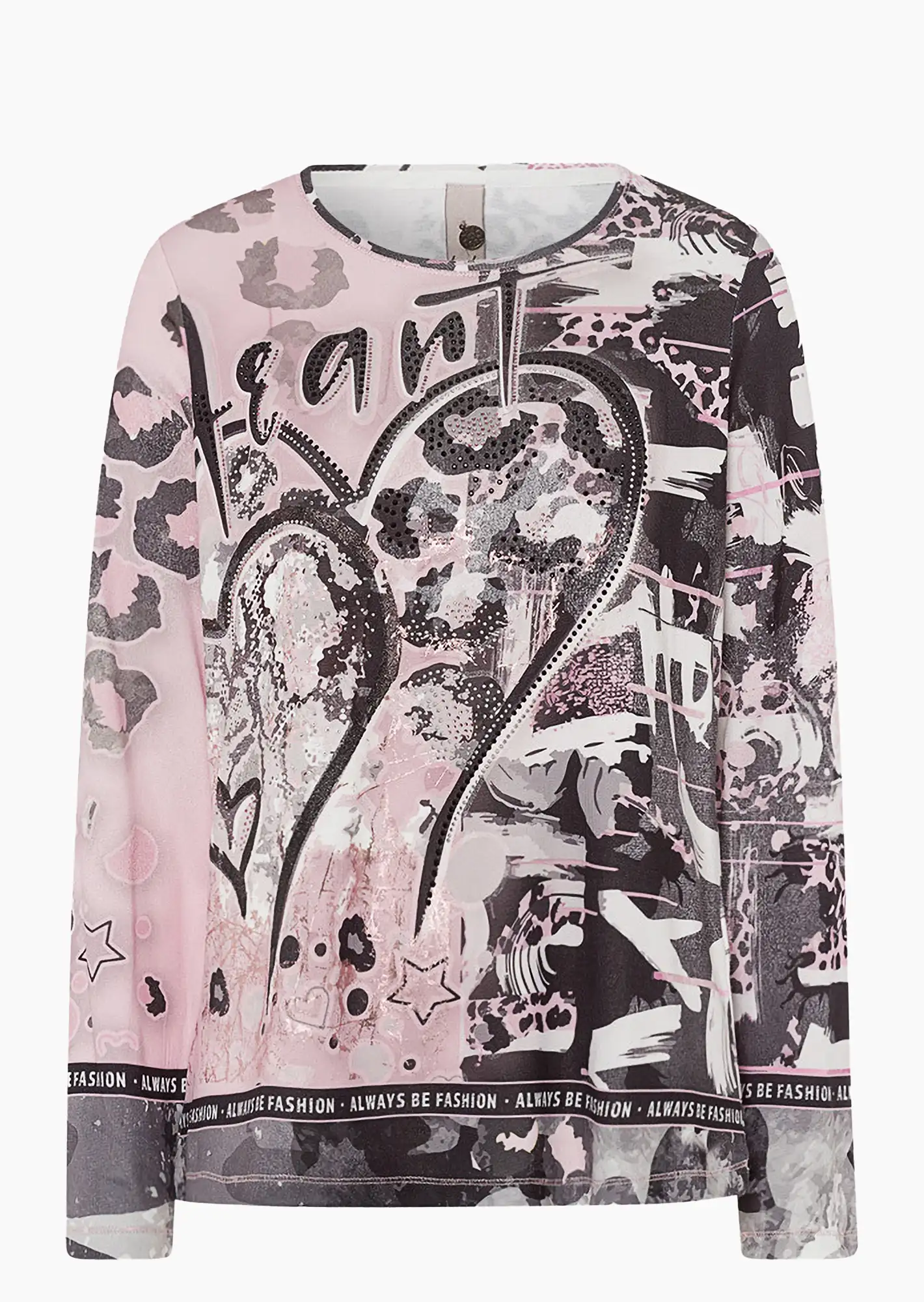 Langarmshirt 'Heart', rosenholz