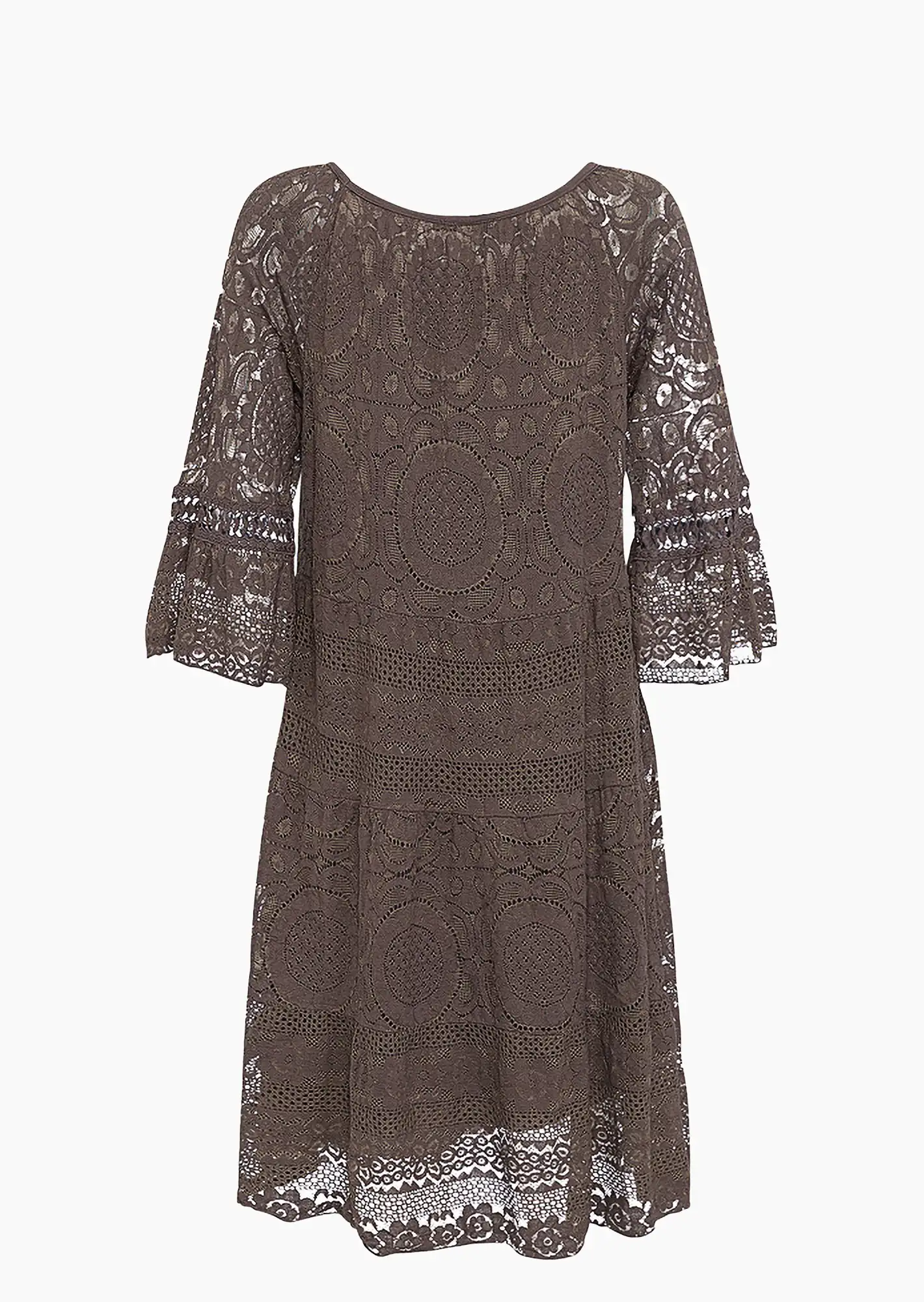 Kleid mit Spitze, taupe
