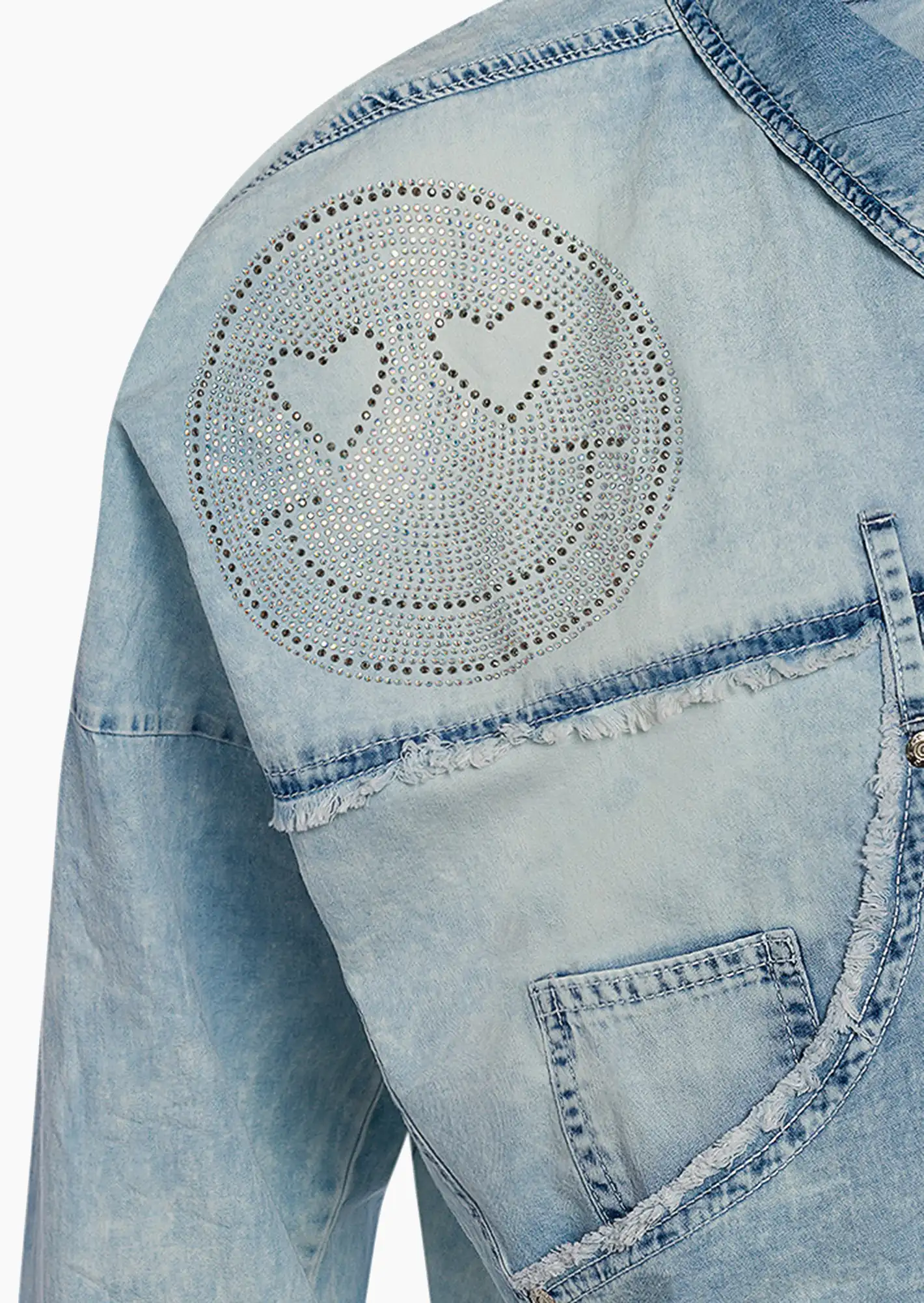 Jeansjacke 'Smiley', bleached denim