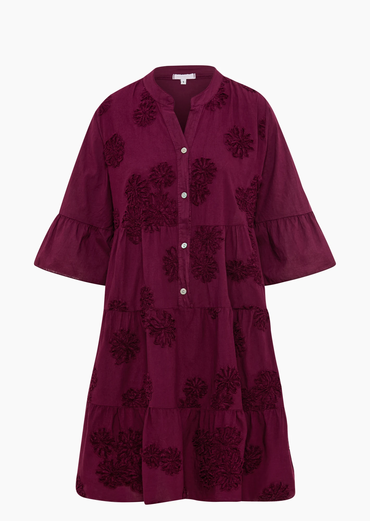 Kleid mit Blumenpatches, burgund