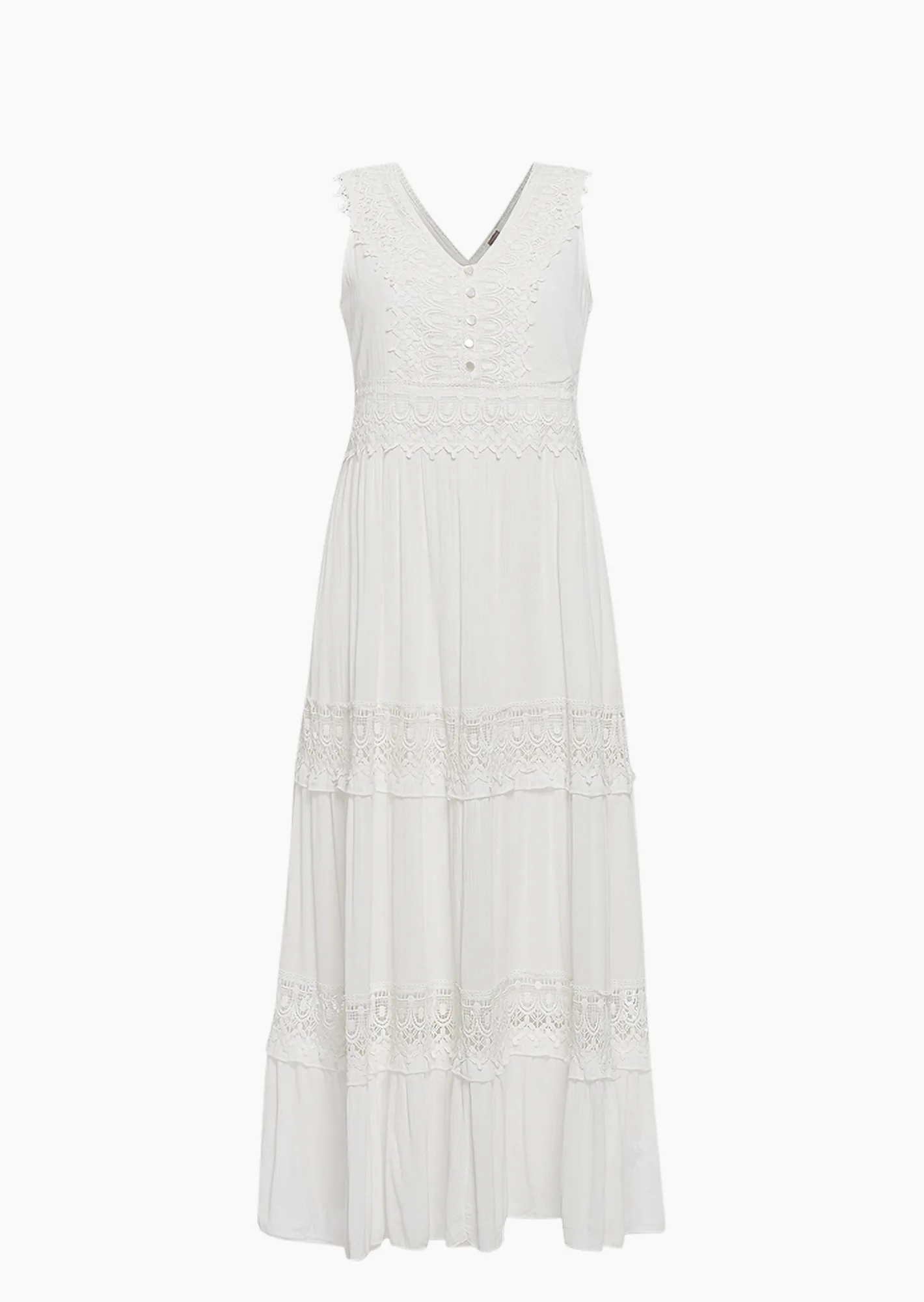 Kleid mit Häkelspitze, offwhite
