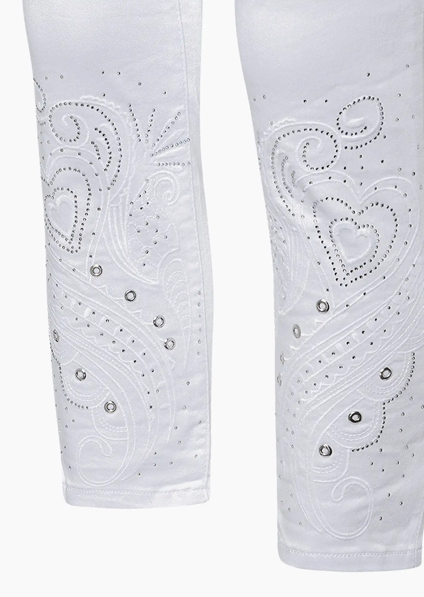 Jeggings mit Stickerei, weiß