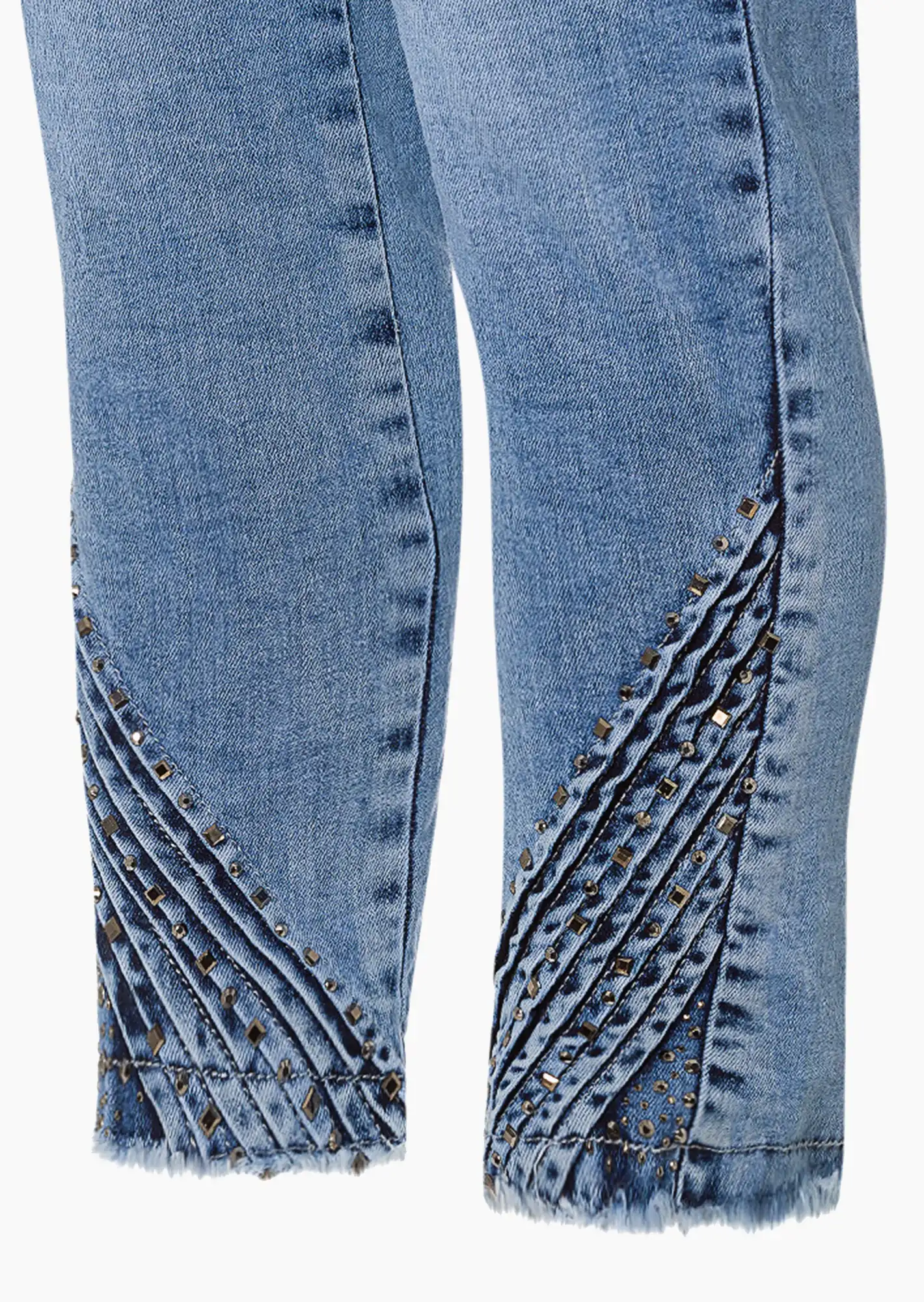 Jeggings mit Ziernieten, light blue denim