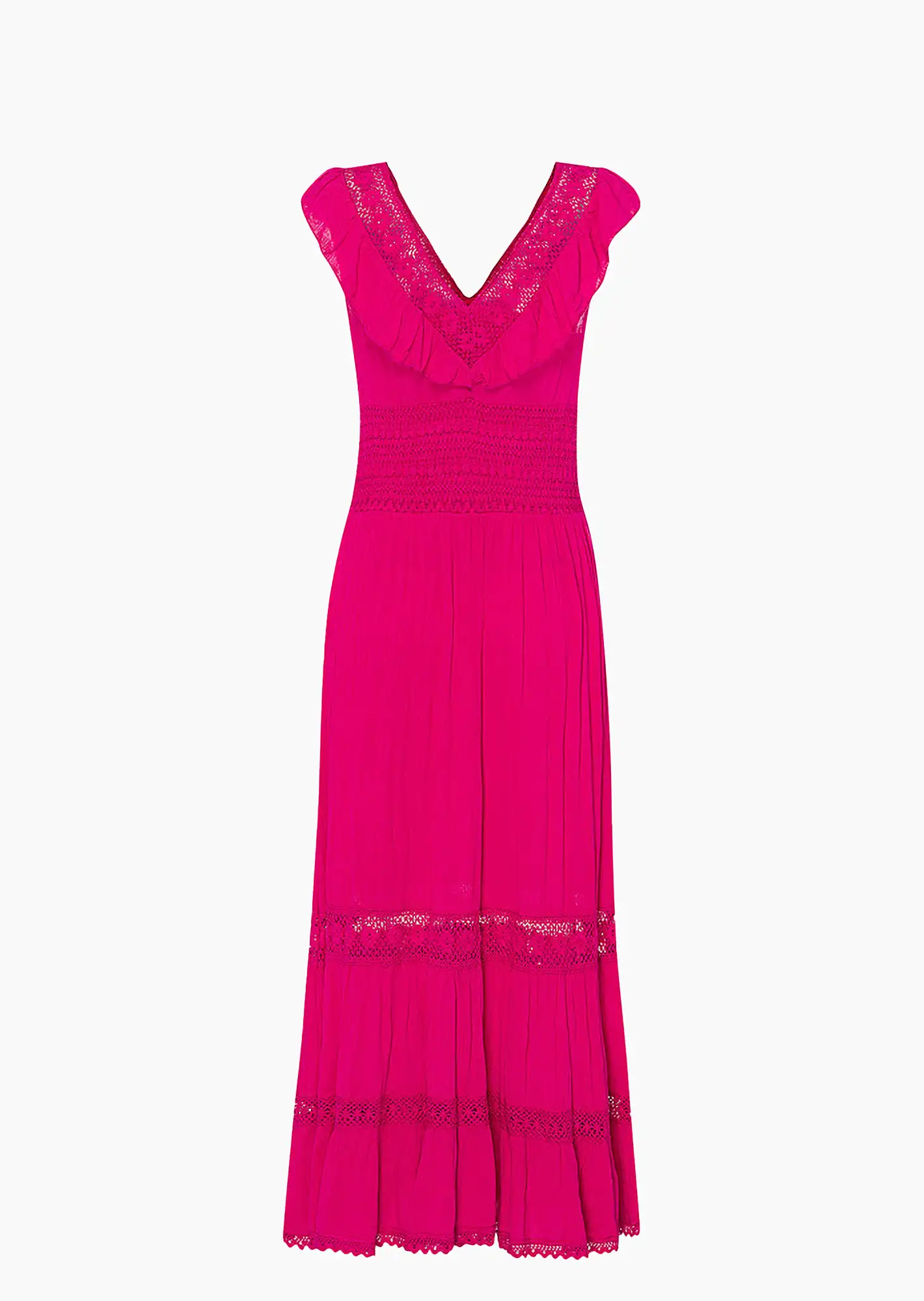 Kleid mit Häkelspitze, very berry
